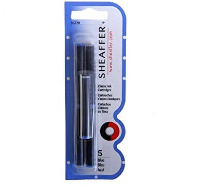Sheaffer Ink Cartridge Washable Pack of 5 - Color: Blue