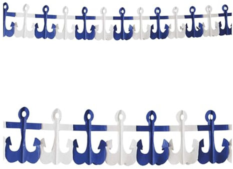 W WIDMANN MILANO Party Fashion 2170A - Girlande, Anker, 3m, Dekoration, Blau, Weiß, Mottoparty, Karneval, Sommerfest