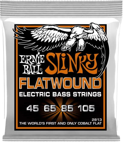 Ernie Ball Hybrid Slinky Flatwound - Cuerdas para bajo eléctrico, entorchado plano, calibre 45-105
