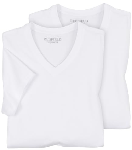 Redfield 2er-Pack T-Shirts Übergröße weiß V-Neck