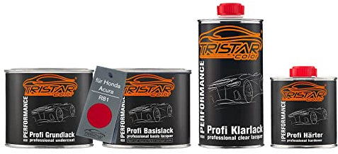 TRISTARcolor Autolack Set Dose spritzfertig für Honda/Acura R81 Milano Red/Rouge Milano Grundlack + Basislack + 2K Klarlack 1,75L