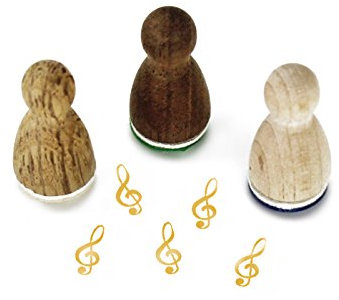 Stemplino® Ministempel - Motiv: Notenschlüssel - 12mm Durchmesser - Holzstempel Kinder Stempel Bullet Journal Stempel mit Notenschlüssel Motiv Notenschlüssel Stempel