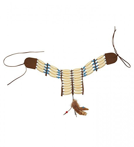 shoperama Indianer Halsschmuck mit Perlen und Federn Kette Halskette Squaw Damen Herren