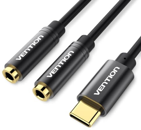 Câble USB Type C vers Jack 3,5 mm, USB C vers Double Jack 3,5 mm Adaptateur Audio Splitter Convertisseur pour Huawei Series, MacBook Pro, iphone, Samsung S23 / S23 Ultra, etc. (Noir, 0, 3 m)