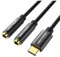 Câble USB Type C vers Jack 3,5 mm, USB C vers Double Jack 3,5 mm Adaptateur Audio Splitter Convertisseur pour Huawei Series, MacBook Pro, iphone, Samsung S23 / S23 Ultra, etc. (Noir, 0, 3 m)