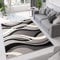TAPISO Dream Teppich Wohnzimmer Kurzflor Modern Weiß Grau Schwarz Wellen Streifen Esszimmer Schlafzimmer Küche ÖKOTEX 250 x 350 cm