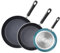 Cook N Home 02611 8, 9.5, and 11-Inch Nonstick Saute Fry Pan Skillet Antihaft-Kochgeschirr-Set, Aluminium, Turquoise, 3-Piece