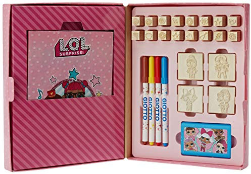 Multiprint Kind Scrapbooking LOL Surprise, Made in Italy, Maxi Album, Glitzermalben und Stempeln, Set, Holz und Naturkautschuk, ungiftige Tinte, waschbar, Geschenkidee, neutral, Standard