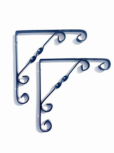 2 Halterungen für Regale aus Metall, schwarz, Wandhalterung aus Schmiedeeisen, Winkel 20 x 20 x 1 cm