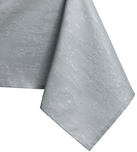AmeliaHome Tischdecke rund 130x130 cm Lotuseffekt Wasserabweisend Schlangenhautmuster Vesta Silber 57060
