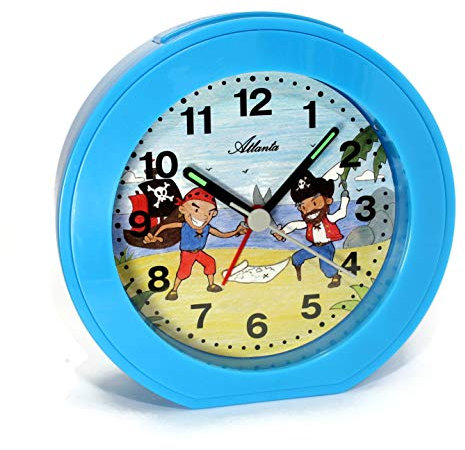 Kinderwecker ohne Ticken für Jungen Piraten Blau Quarz Analog - 1998/5