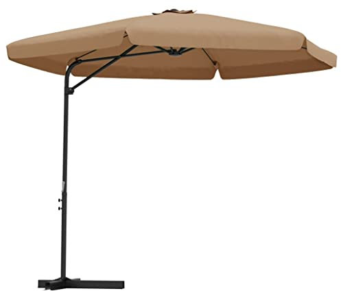 vidaXL Sombrilla de Jardín con Palo de Acero, Parasol Toldo, Refugio Solar, Paraguas para Playa Terraza Patio Exterior, Taupe 300 cm