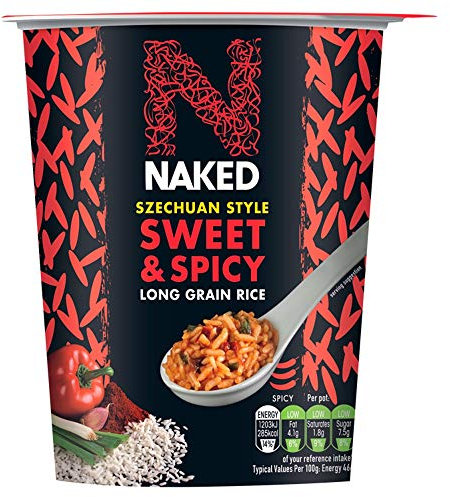 Naked Szechuan Style Sweet and Spicy Long Grain Rice, 78g (Pack of 6)