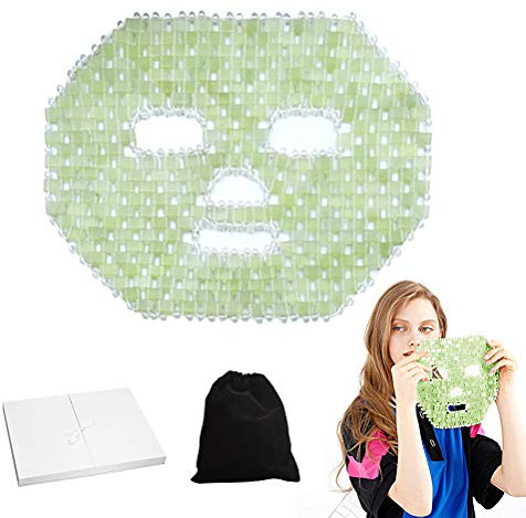 QoFina Quarz Jade Schlaf Gesichtsmaske, Anti-Aging Hot oder Cold Therapy Augenmaske für Face Neck Beauty Verjüngt Gesicht und Hals Haut
