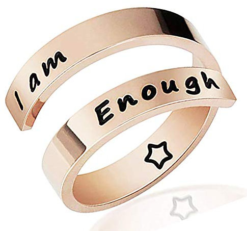 Gravierter Inspirationsring, Offener Verstellbarer Woffoly-Fingerring, Chirurgische 316L-Edelstahl-Statement-Ringe Geschenke für Teenager-Mädchen