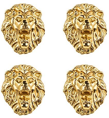 TentHome Vintage Möbelknöpfe Messing Kommodenknöpfe Schubladenknöpfe Set Tiere Dekor Schrankknöpfe Möbelknauf Schubladengriffe Küchengriff Möbelgriff Gold, 4 Stück, Löwe
