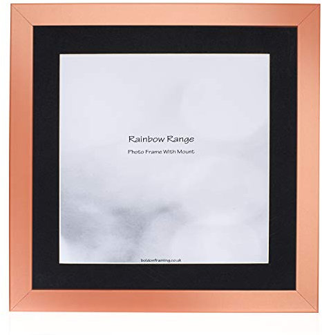 Boldon Framing - Rose Gold, Square Thin Photo Frame in Solid Wood with Black Wall Mount, 20x16 For Pic A3
