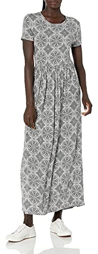 Amazon Essentials Women's Fit and Flare Short Sleeve Waisted Maxi Dress (Available in Plus Size)