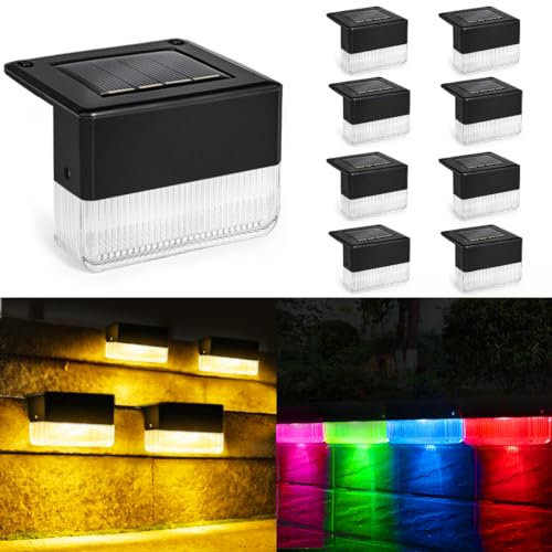 YOFIG Solarlampen für Außen Garten, Wasserdichte Solarleuchten Garten Deko, Gartendeko 8 Stück Led Solar Gartenleuchten für Balkon Deko und Terrasse, Solarleuchte mit 2 Modi-Warmweiß/Farbwechselnde