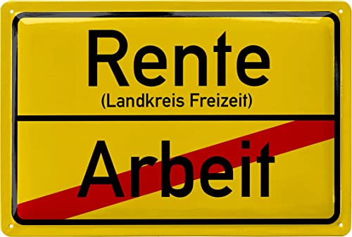 LANOLU Retro Blechschild Rente - Geschenk zum Renteneintritt Männer - Rentner Deko zur Pensionierung und Rentenbeginn - lustige Geschenkidee zum Ruhestand - vintage Metallschild, 20x30cm