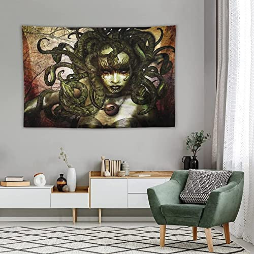 Tapisserie Polyester 3D Digitaldruck, Medusa Griechenland Wandteppich für Hausdekor Home Tischdecke Wohnzimmer Schlafzimmer Tischdecke 135x150cm