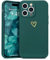 Wirvyuer Compatible with iPhone 14 Pro Case for Girls Women Silky Soft Protective Shockproof Silicone Phone Case with Cute Gold Heart Pattern Design Green Bumper Cover