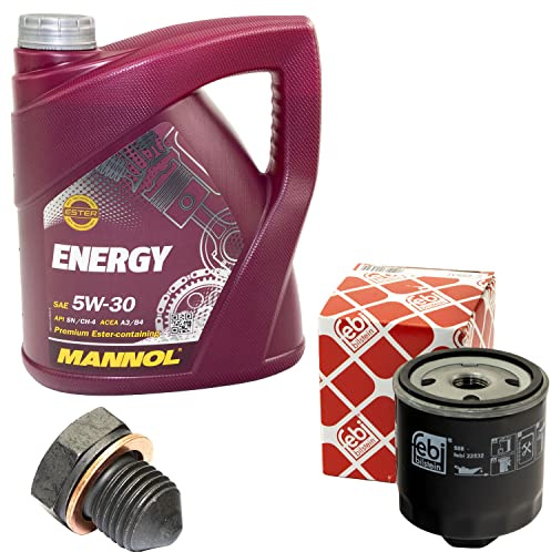 Motoröl Set 5W30 4 Liter + Ölfilter FEBI 22532 + Ölablassschraube 48871