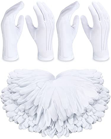 Bonuci 40 Paar weiße Handschuhe, formelle Uniform-Handschuhe, Parade, Marsch-Kostüm, Polizei-Handschuhe für Damen und Herren, Smoking-Wache, Server, Weiss/opulenter Garten, Einheitsgröße
