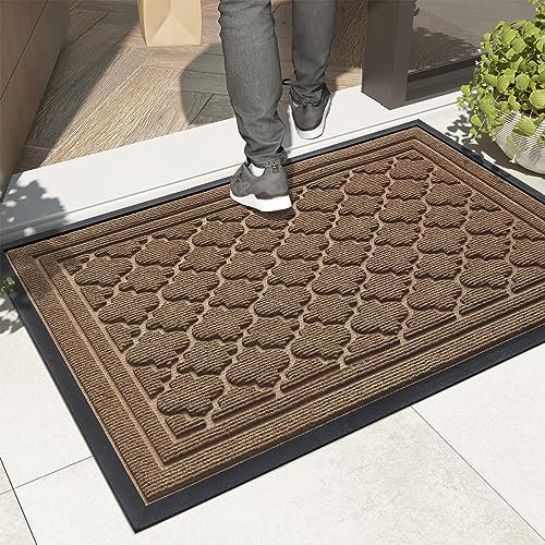 Color G Fußmatte Außen Robuster 60 x 90 cm, rutschfest Fussmatte Aussen, Waschbar Schmutzfangmatte Outdoor Wetterfest für Haustür, Eingang, Balkon (Braun)