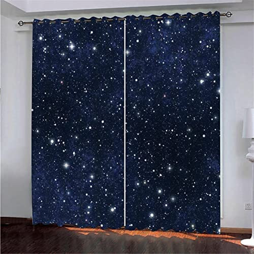Verdunkelungsvorhang 3D 2 Stück X 140(B)X160(H) Cm Sternenhimmel Universum Sterne Gardinen Wohnzimmer Thermo Vorhang Blickdicht Mit Ösen Verdunkelungsgardine Lichtundurchlässig Fenster Für Schlafzimm