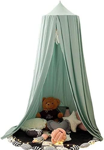 LINONI Dosel para bebé, dosel para cama de gasa, redondo, mosquitera, para cama de bebé, tienda de campaña, habitación infantil, altura 240 cm, longitud del dobladillo 260 cm, verde