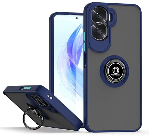 XINYEXIN Compatible with Honor 90 Lite 5G Case with Ring Holder, PC +TPU Shockproof Bumper Case Protective Cover - Royal Blue
