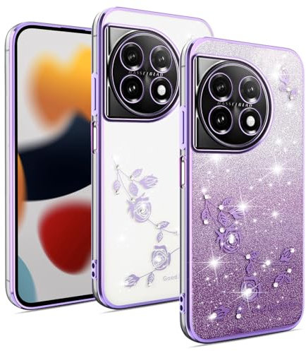 XINYEXIN Coque Paillettes pour OnePlus 11, Étui Bling Pailleté pour Femmes et Filles, Housse de Téléphone Brillante Ultra-Fin Transparent Antichoc - Violet