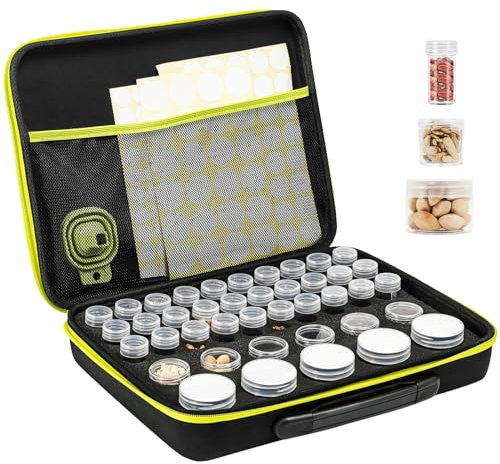 ProCase 41 Slots Seed Storage Organizer Box, Sturdy Seeds Vault Packet Containers for Garden Vegetable Plant Flower, Seed Keeper Set with Label Stickers Funnel 3 Size of Storage Bottles 1 oz 3 oz 5 oz