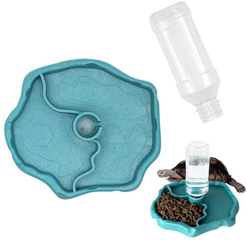 Taicols Distributeur d'eau 2 en 1 pour tortues, hamsters, lézards - Distributeur d'eau automatique 2 en 1 - Pour tortues, hamsters, lézards - Bleu