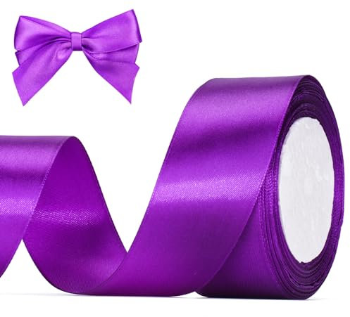 G2PLUS Lila Satinband 40mm, Breit Dekoration Geschenkband, 22m Schleifenband zum Bastel, Lila Satin Dekoband für Geschenkverpackung, Dekoration