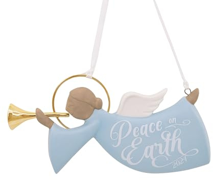 Hallmark Adorno navideño de ángel con la Paz en la Tierra 2024, Porcelana Premium