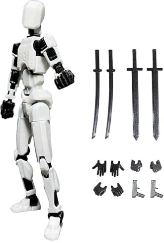 WUSANNA T13 Action Figure 3D Printed Multi-Jointed Movable Titan 13 Action Figuren 3D-Druck Von Beweglichen Figuren Action Figures Desktop-Dekorationen Schwarz+weiß Geschenke Für Jungen