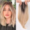 EMMOR 14 Inch Light Blonde & Brown Hair Toppers for Women Human Hair Toppers Hair Pieces Swiss Base with 3 Clips in Wiglets Toppers for Women with Thinning Hair Grey Hair Loss