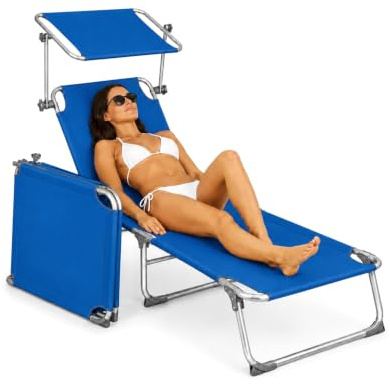 Avilia Sonnenliege, Aluminium Textilene, blau, 196x58x25 cm