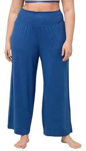 Ulla Popken Pantalones Marlene, Pierna, Cintura elástica Ancha 810126, Azul grisáceo, 36W / 32L Mujeres
