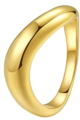 Happiness Boutique Damen Kurven Ring | Geometrischer Fingerring in Goldfarbe | Edelstahlschmuck | Ring in Gold | Vergoldeter Kurvenring