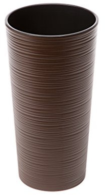 Tall Round Textured Flower Pot With Insert - Indoor Outdoor Garden Planter for Plants (Brown, 30cm x 57cm)