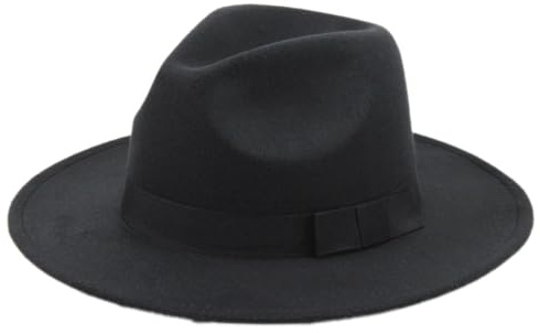 1 Stück Vintage Jazzhut Fedora Hut Mode Filz Gangster Hüte für Damen und Herren Trilby Hut Filzhut Breiter Krempe Sommer Sonnenhut für Tägliches Tragen Maskerade Outdoor Aktivitäten,Schwarz