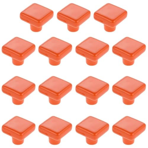 15 Pcs Kitchen Ceramic Pull and Knobs Closet Door Pull Square Orange Handle Drawer Knobs Cabinet Pull Handle Cupboard Door Drawer Handles Wardrobe Closet Dresser Knob