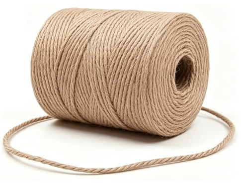 Garten Juteschnur 2-3mm Dicke,Bindegarn,Gartenschnur, Bastelschnur Kordel Rolle mit 200m,100% Jutegarn Naturfarbe