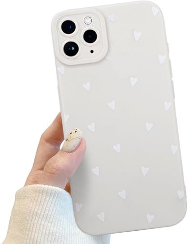 Compatible for iPhone 11 Pro Max Case, Cute White Heart Pattern Case Design for Women Girls, Soft TPU Slim Profile Shockproof Protective Phone Case for iPhone 11 Pro Max
