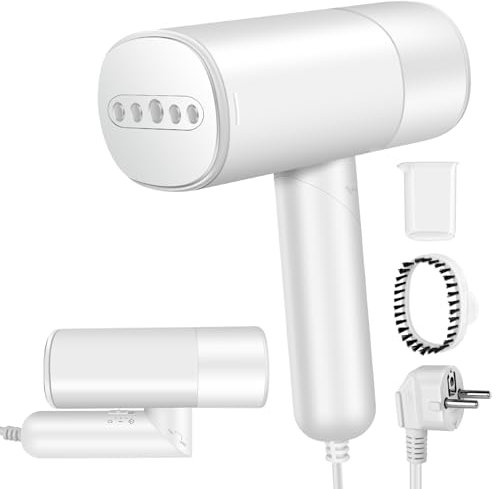 GARMEE Plancha de vapor plegable de viaje – Equipo de viaje portátil para ropa con calentamiento rápido en 20 segundos, 1000 W, plancha de vapor de mano con depósito de agua extraíble de 150 ml