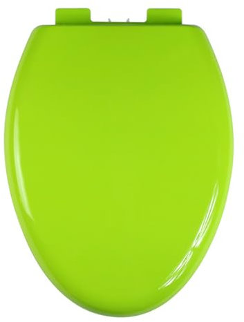 Asiento de inodoro alargado de 18 pulgadas, tapa en forma de V, silencioso, sin golpes, capacidad máxima de 330 libras, duradero y fácil instalación, color verde