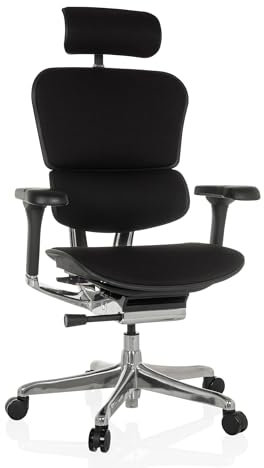 hjh OFFICE Bürostuhl ergonomisch ERGOHUMAN GEN2 Originales Design, 24h Einsatz, Bürosessel mit Flexibler Lordosenstütze, Sitzfläche gepolstert, Stoff Schwarz